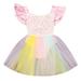TAIAOJING Girls Dress Lace Sleeveless Kid Sequined Romper Rainbow Princess Baby Dress Toddler Dress Clothes Outfit A-Line Dresses