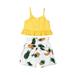 Canrulo Toddler Kid Baby Girls Clothes Sling Tops Vest Pineapple Shorts Holiday Summer Outfits Yellow 4-5 Years