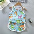 Hunpta Toddler Kids Baby Boys Girls Sleeveless Cartoon Dinosaur Floral Vest T Shirt Tops Shorts 2Pcs Set Summer Tracksuit Sleepwear Outfits