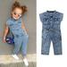 UK Toddler Baby Girl Summer Jumpsuit Denim Romper Short Sleeve Bodysuit Long Pants Clothes Outfit Playsuit 1-6Y