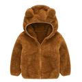 Dadaria Toddler Sweater 6Months-4Years Toddler Baby Boys Girls Solid Color Plush Cute Bear Ears Winter Hoodie Thick Coat Jacket Brown 18-24 Months Toddler