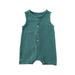 Binpure Infant Solid Color Romper Sleeveless Round Collar Button Open Front One-piece