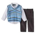 Only Kids Infant Boys 3 Piece Dress Up Outfit Pants Shirt Blue Sweater Vest 12m