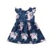 Caitzr Baby Girls Unicorn Flying Sleeve Dress A Line Floral Animal Horse Party Dress