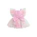 Summer Newborn Girls Flying Sleeve Romper Infant Colorful Mesh Bowknot Square Neck Casual Dress Style Bodysuit