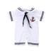 Newborn Baby Boy Girls Performance Blue Striped Sailor Romper Jumpsuit Bodysuit Anchor Outfit Clothes Set Cosplay Outfits