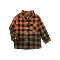 Sedceaty Kid Boy Girl Autumn Winter Coat Gradient Plaid Print Long Sleeve Lapel Jacket Button Closure Shirt