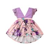 Multitrust Toddler Girl Sisters Sleeveless Deep V-neck Floral Dress Jumpsuit