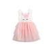 LSFYSZD Baby Easter Sleeveless Mesh Dress Girls Contrast Color Sequined Bunny Pattern Round Neck One-piece