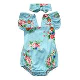 Fullvigor Baby Girl Flutter Sleeve Backless Romper Jumpsuit Boho Playsuit Summer Outfit