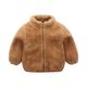 Mioliknya Toddler Baby Plush Coat Long Sleeve Solid Color Zipper Closure Outwear