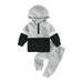 xingqing 2Pcs Newborn Baby Girls Boys Pants Set Contrast Color Long Sleeve Hooded Sweatshirt Trousers with Pocket Gray 2-3 Years