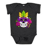 Inktastic Mardi Gras Skull with Masquerade Mask Boys or Girls Baby Bodysuit