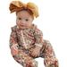 Kiapeise Baby Girls Boys Fall Winter Romper Footed Flowers Print Long Sleeve Zipper Sleeping Bag