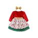 Christmas Toddler Girls Casual Dress Party Long Sleeve Cartoon Print A-line Dress with Headband