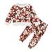 KIMI BEAR Newborn Baby Girls Outfits 9 Months Newborn Girls Autumn Winter Outfits 12 Months Newborn Girls Sweet Cartoon Print Round Neck Long Sleeve Hoodie + Pants 2PCs Set Multi-color