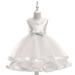 Zpanxa Baby Girls Princess Dress Little Girls Party Wedding Dress Lace Embroidered Bowknot Flower Net Dress Kids Pageant Flower Girl Sleeveless Dress Christmas Gifts for Girls White (3-4 Years)