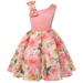 Zpanxa Baby Girls One Shoulder Dress Toddler Girls Princess Dress Little Girls Party Wedding Formal Dress Rose Print Kids Pageant Flower Girl Sleeveless Dress Orange (7-8 Years)