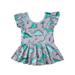 Peyakidsaa Summer Baby Girl s Flying Sleeve Dress Dinosaur Print Round Neck Dress Casual Party Princess Dress