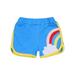 Canis Toddler Baby Girls Boys Summer Elastic Waist Shorts Rainbow Print Mid-Rise LooseSports Shorts