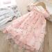 Toddler Baby Girls Tulle Dresses Outfits Floral Cute Ruffle Princess Wedding Birthday Dress Short Sleeve Party Sundress Kids Outfit 1-6T