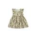 Suanret Easter Kids Baby Girls Dress Sweet Floral Cartoon Rabbit Print Ruffle Sleeveless Round Neck A-line Dress Beige 3-4 Years