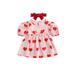 SAYOO Baby Girls Summer Dress with Bow Headband Heart Printed Short Puff Sleeve Crew Neck Dress Girls Princess Style One-Piece