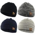 American Trends Warm Baby Knit Hat Cute Cozy Chunky Winter Cap Infant Toddler Baby Beanies for Boys Girls 4 Pack Black & Light Grey & Navy & Black White