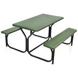 Arlmont & Co. Mcalpin 4 - Person 54" Long Picnic Outdoor Table Set Plastic in Green/Black | 54 W x 28 D in | Wayfair