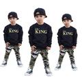 Qtinghua Toddler Baby Boy Casual Outfits Long Sleeve King Shirts Tops and Camouflage Pants Fall Winter Clothes Black 1-2 Years