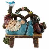 August Grove® Lilyana Solar Afternoon Nap Gnome Statue Resin/Plastic in Blue/Brown | 9.75 H x 5.5 W x 9.5 D in | Wayfair