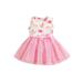 Pudcoco Girls Summer Dress Dinosaur Gauze Round Neck Sleeveless One-Piece