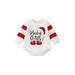 wsevypo Newborn Baby Girl Boy Christmas Rompers Casual Letter Print Contrast Color Long Sleeve Jumpsuit