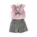 Izhansean 2PCS Kids Baby Girls Outfits Summer Sleeveless T-shirt Tops+Shorts Clothes Set Pink 3-4 Years