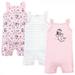 Hudson Baby Infant Girl Cotton Rompers 3pk Pink Mermaid 6-9 Months