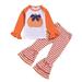 Fanvereka Baby Girl Santa Long Sleeve Top+Stripe Plaid Flared Pants 2PCs Set