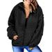 CUE AIR Women s Fleece Zip Coats Long Sleeve Winter Warm Outerwear Jacket with Pockets