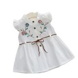 Toddler Dress for Girls Vintage Baby Embroidered Flower Mexican Dress for Girls Princess Dresses for Wedding Birthday Party White