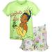 Disney Princess Tiana Toddler Girls T-Shirt and French Terry Shorts Outfit Set Toddler to Big Kid
