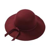 Inevnen Vintage Baby Girls Floppy Wide Brim Wool Felt Fedora Cloche Hat Cap 2-8Y