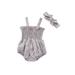 Canrulo Summer Lovely Baby Girls Romper 2PCS Plaid/Flowers Printed Strap Sleeveless Jumpsuit with Headband Set Light Gray 3-6 Months