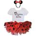 Birthday Girl Tshirt Polka Dot Tutu and Headband 3 Pcs Outfit Age 3 Red Black Large 3T