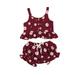 Gureui Girlâ€™s Daisy Flower Printed 2Pcs Clothes Sleeveless Ruffled Hem Tank Tops with Triangle Shorts for Summer Wear