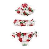 Kids Baby Girls Cute Swimsuits Set Bikinis Sun Hat 3Pcs Ruffle Swimwear Bikini Tankini Sunsuit