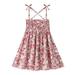 Jikolililili Toddler Baby Girls Floral Printed Halter Sleeveless Elastic Summer Beach Sundress Sling Dresses