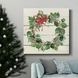 The Holiday Aisle® Holiday Wreath-Premium Gallery Wrapped Canvas - Ready To Hang Canvas, in Black/Blue/Green | 16 H x 16 W x 1 D in | Wayfair