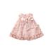 Thaisu Toddler Baby Girls Casual Dress Solid Color Flower Printed Mesh Patchwork Bowknot Sleeveless Dress