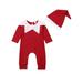 Pudcoco Christmas Elf Baby Boys Girls Romper Hat Outfit Costumes