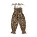 jaweiw Toddler Girls Sling Jumpsuit Heart/Leopard Printed Pleated Tie-Up Simple Style Overalls Casual Sweet Romper