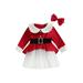 Canrulo Toddler Baby Girls Christmas Dress Long Sleeve Plush Velvet Tutu Dresses Kids Fall Winter Clothes Outfits Red 18-24 Months